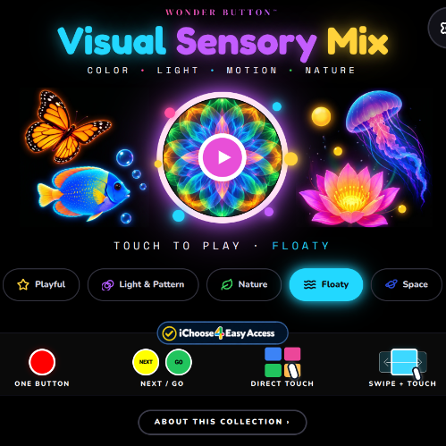 Wonder Button Visual Sensory Mix screenshot: Color, light, motion, nature