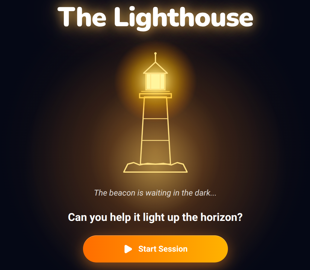 The Lighthouse: Four simple touches light a lighthouse and reveal a nighttime world across the water.
