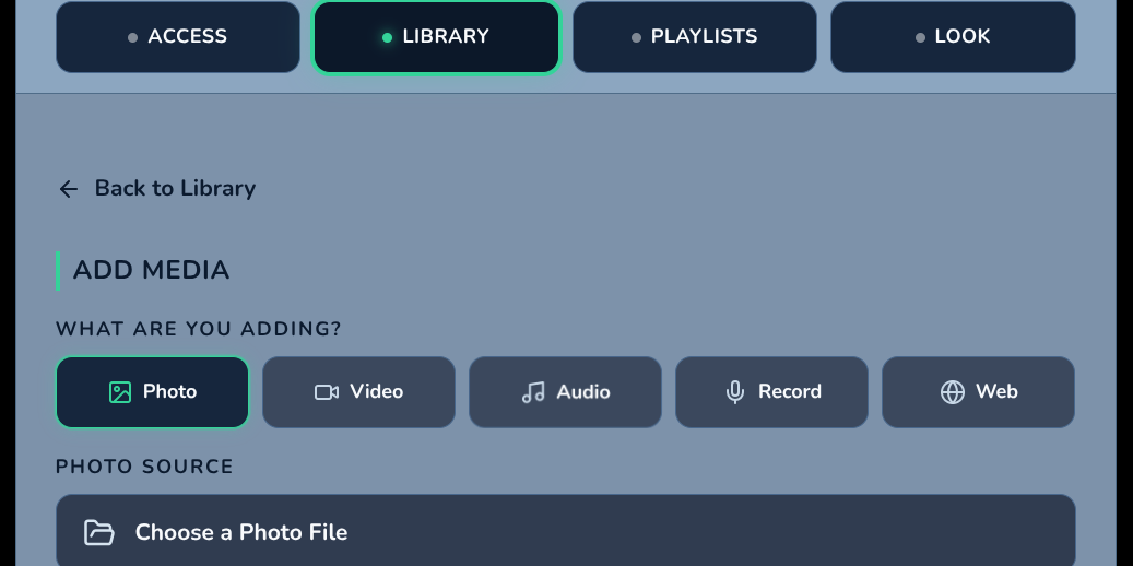 Add a photo, video, audio, recording or web link.