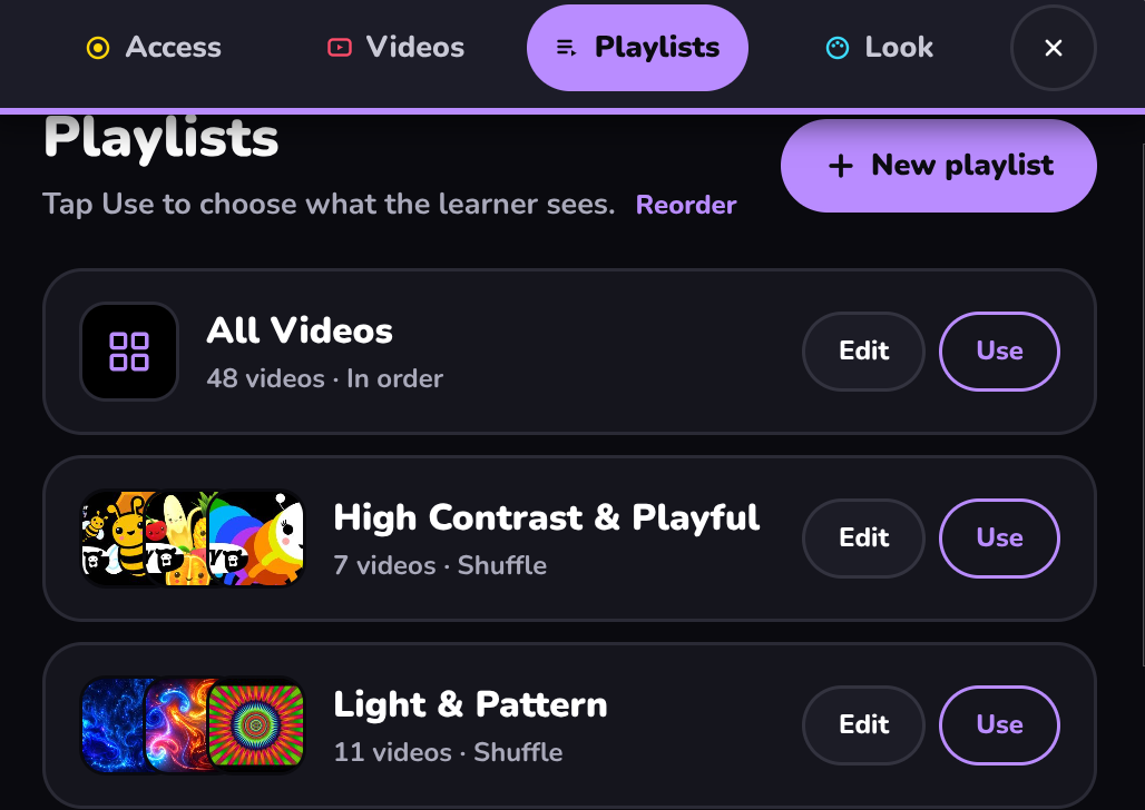 Five ready-made playlists.