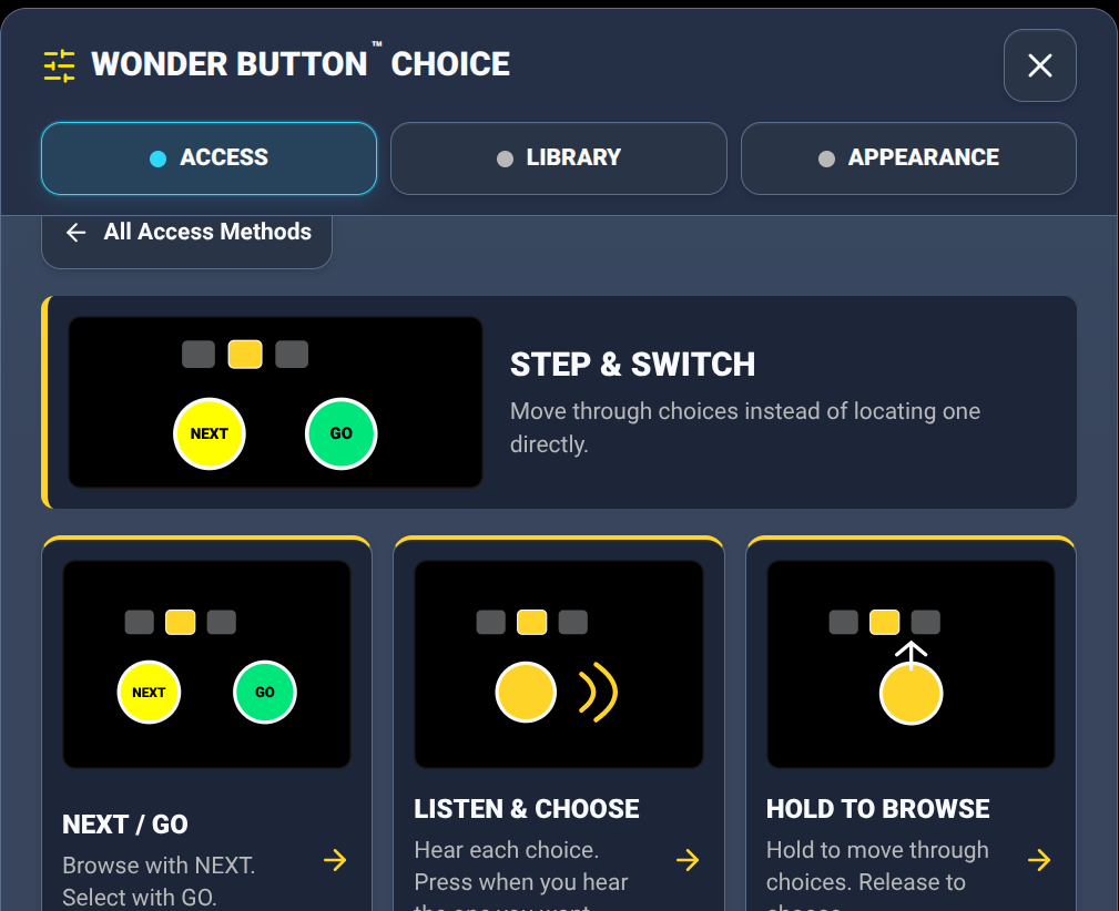 Step & Switch: the choices come to the learner.