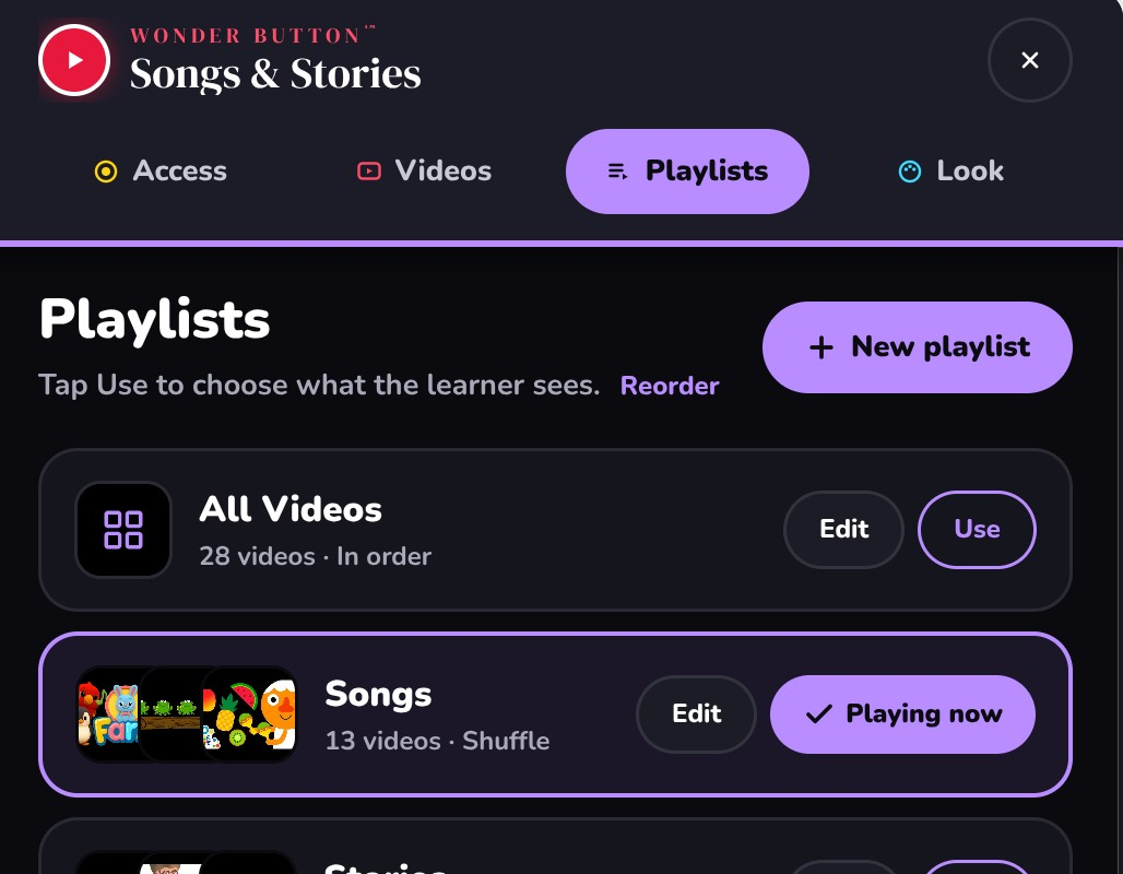 Pick the playlist your learner sees.