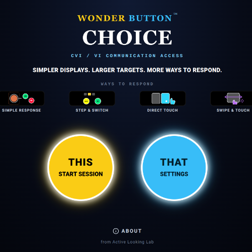 Wonder Button Choice screenshot: Simpler displays. Larger targets.