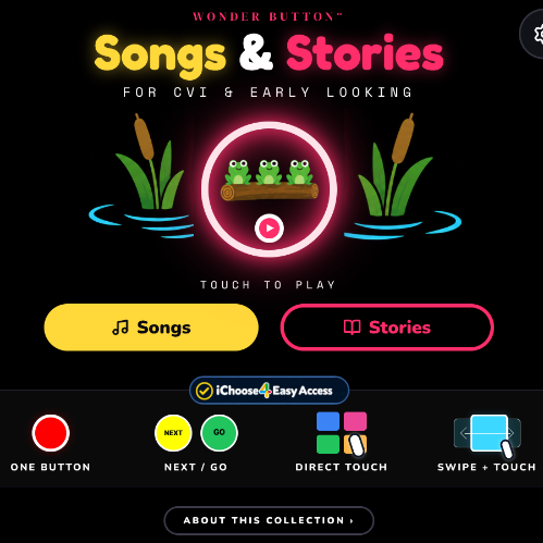 Wonder Button Songs & Stories screenshot: For CVI & early looking