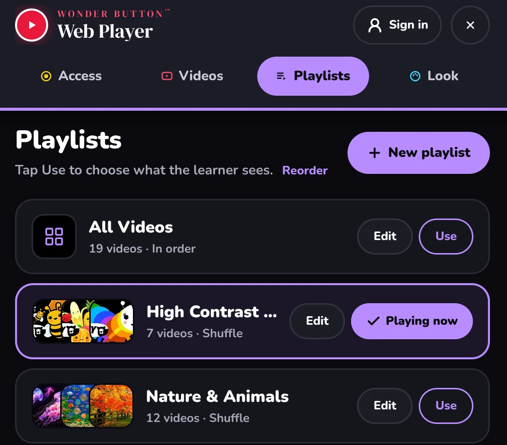Small playlists from one big library.